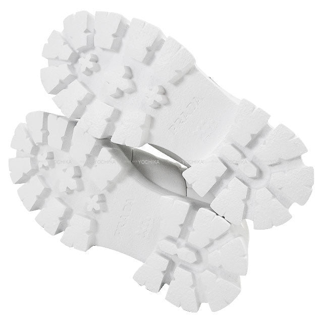 PRADA sneakers Monolith Double-soled Logo Pleated Blanc (White) Soft Paddet Nappaleather ＃35.5 Silver HW 1E191N[EXCELLENT][Authentic]