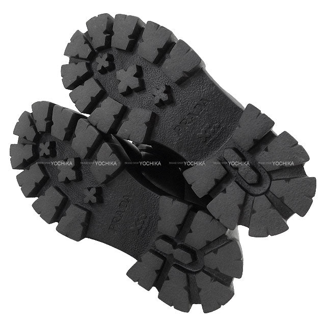 PRADA loafers Monolith Double-soled Logo Pleated Noir (Black) Soft Paddet Nappaleather #35.5 Silver HW 1D125N[EXCELLENT][Authentic]