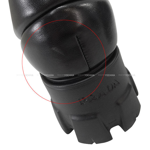 PRADA loafers Monolith Double-soled Logo Pleated Noir (Black) Soft Paddet Nappaleather #35.5 Silver HW 1D125N[EXCELLENT][Authentic]