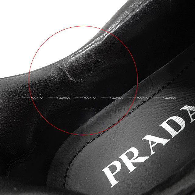 PRADA loafers Monolith Double-soled Logo Pleated Noir (Black) Soft Paddet Nappaleather #35.5 Silver HW 1D125N[EXCELLENT][Authentic]