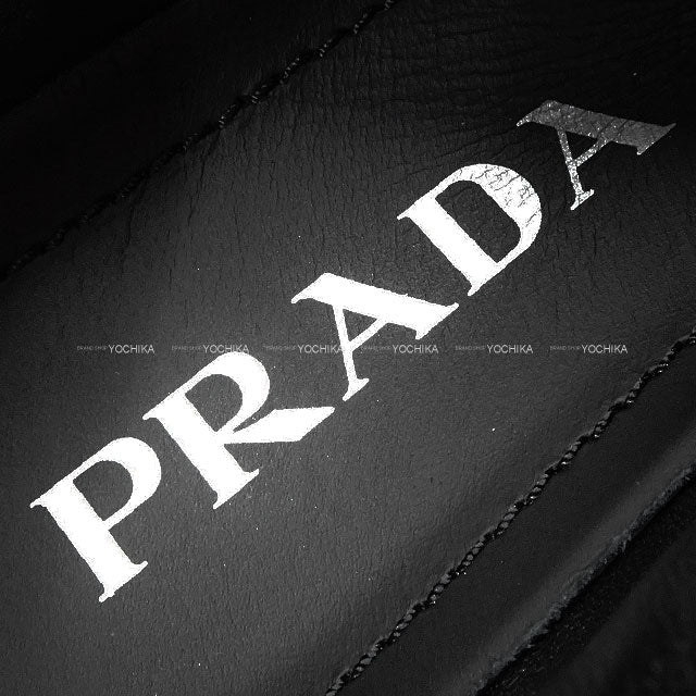 PRADA loafers Monolith Double-soled Logo Pleated Noir (Black) Soft Paddet Nappaleather #35.5 Silver HW 1D125N[EXCELLENT][Authentic]