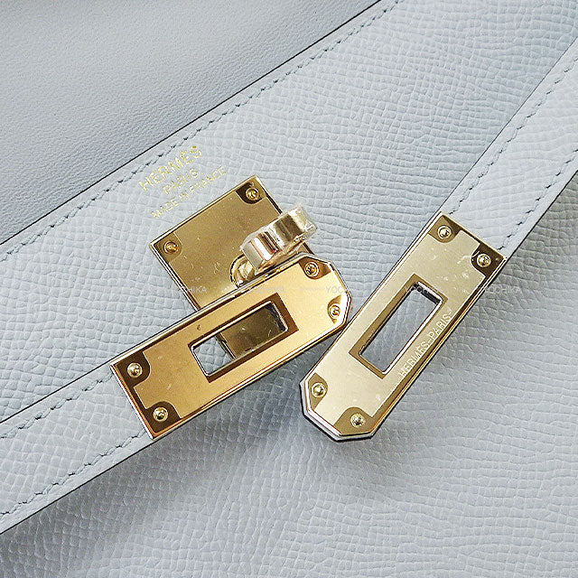 HERMES Clutch bag Kelly Elan Gris Pantin Veau Epsom Champagne Gold HW Stamp K[BRAND NEW][Authentic]