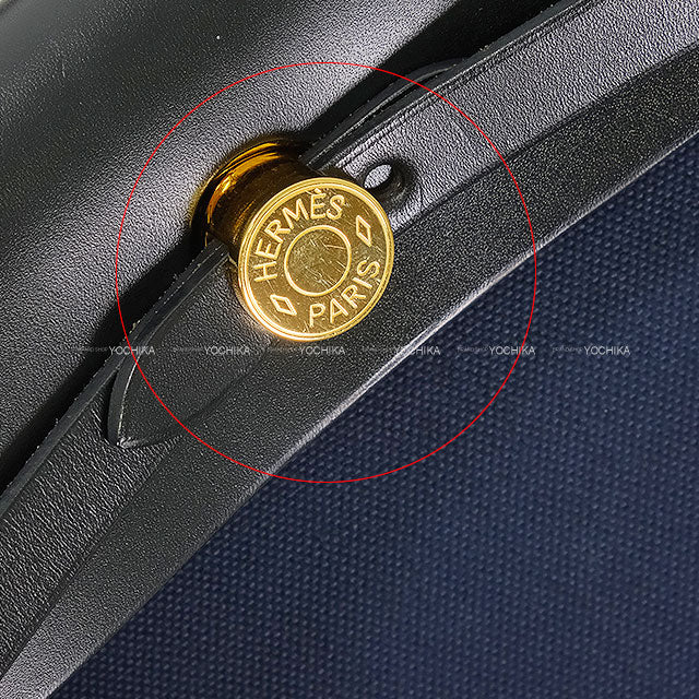 [Pre-loved] HERMES Shoulder bag HerBag Zip 31 PM Blue Marine/Noir (Black) Vache Hunter/Toile Militaire Gold HW Stamp U[LIKE NEW][Authentic]