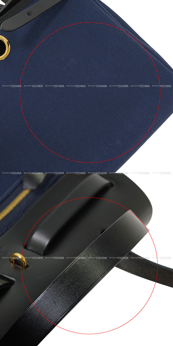 [Pre-loved] HERMES Shoulder bag HerBag Zip 31 PM Blue Marine/Noir (Black) Vache Hunter/Toile Militaire Gold HW Stamp U[LIKE NEW][Authentic]