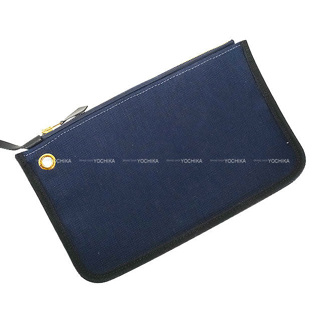 [Pre-loved] HERMES Shoulder bag HerBag Zip 31 PM Blue Marine/Noir (Black) Vache Hunter/Toile Militaire Gold HW Stamp U[LIKE NEW][Authentic]