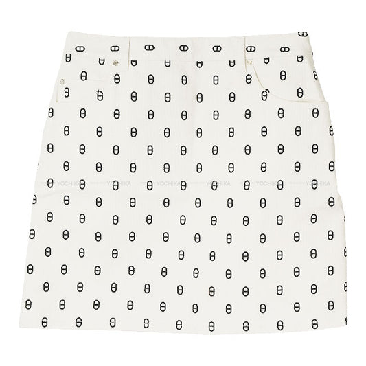 2023SS HERMES skirt Ladies' Serie Button Chaine D'ancre Denim Blanc (White)/Navy Cotton/Polyurethane #38 Silver HW 3E0312D5[EXCELLENT][Authentic]