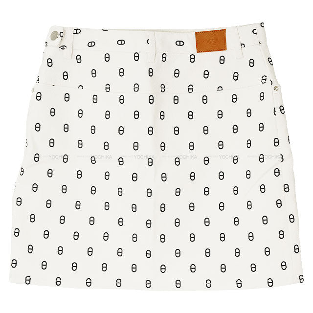 2023SS HERMES skirt Ladies' Serie Button Chaine D'ancre Denim Blanc (White)/Navy Cotton/Polyurethane #38 Silver HW 3E0312D5[EXCELLENT][Authentic]
