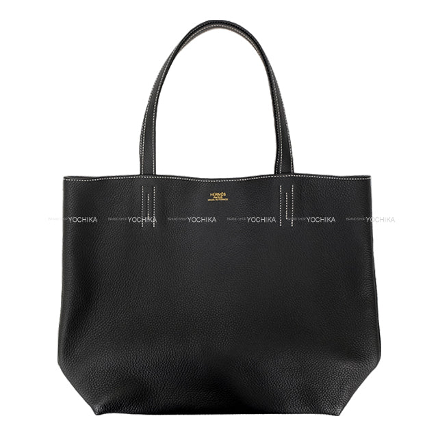 [Pre-loved] HERMES Handbag Double Sens 45 Noir (Black)/Bleu Nuit Veau Togo Stamp Y[LIKE NEW][Authentic]