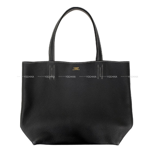 [Pre-loved] HERMES Handbag Double Sens 45 Noir (Black)/Bleu Nuit Veau Togo Stamp Y[LIKE NEW][Authentic]