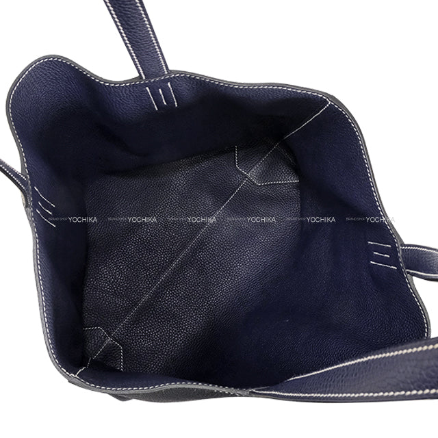 [Pre-loved] HERMES Handbag Double Sens 45 Noir (Black)/Bleu Nuit Veau Togo Stamp Y[LIKE NEW][Authentic]
