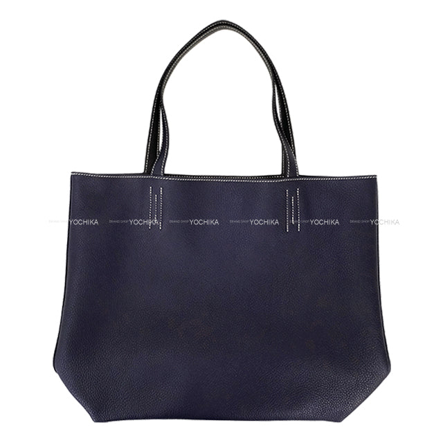[Pre-loved] HERMES Handbag Double Sens 45 Noir (Black)/Bleu Nuit Veau Togo Stamp Y[LIKE NEW][Authentic]