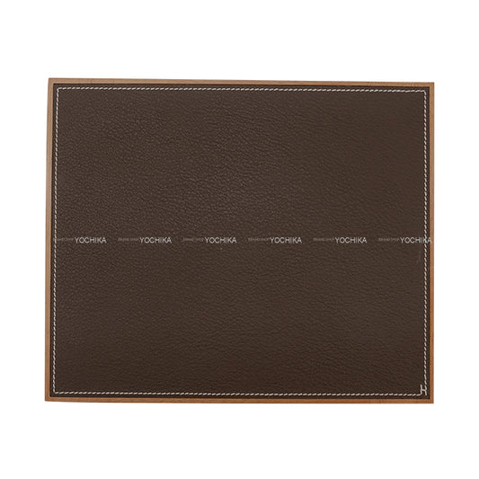 [Pre-loved] HERMES Mouse Pad Solid Ebene Veau Togo mahogany[LIKE NEW][Authentic]