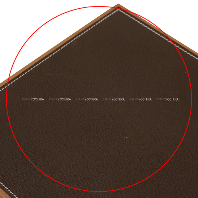 [Pre-loved] HERMES Mouse Pad Solid Ebene Veau Togo mahogany[LIKE NEW][Authentic]