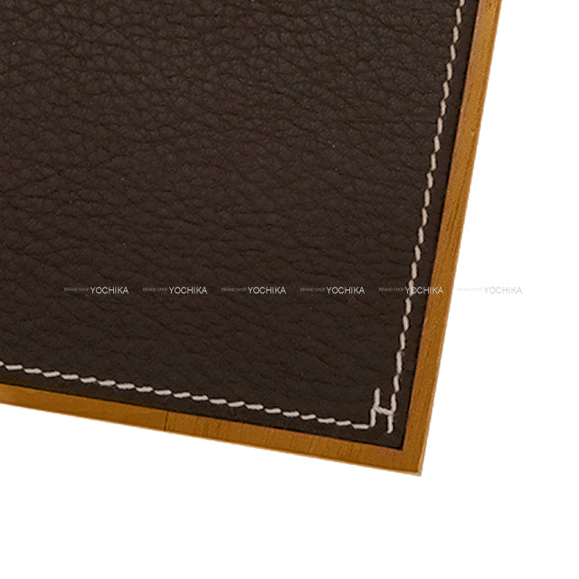 [Pre-loved] HERMES Mouse Pad Solid Ebene Veau Togo mahogany[LIKE NEW][Authentic]