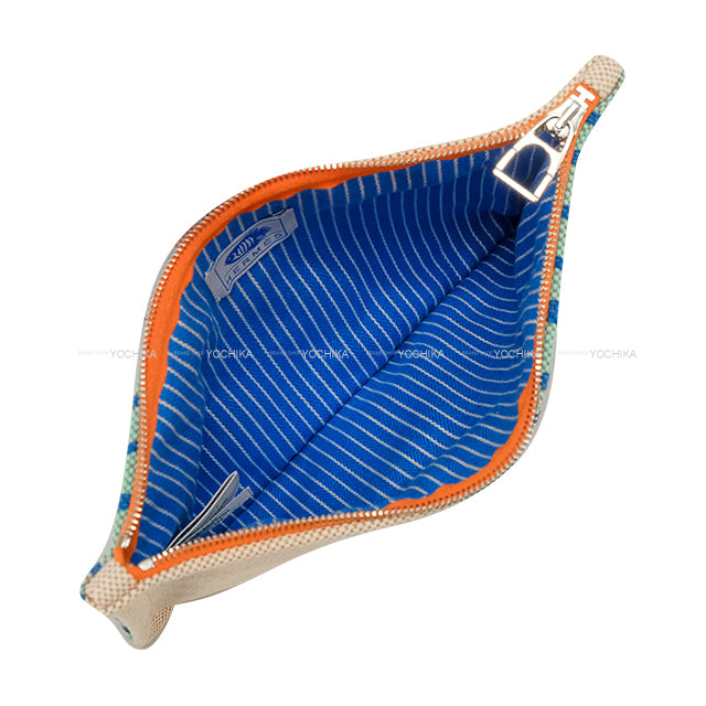 [Pre-loved] HERMES Pouch Poisson Cotton Silver HW[LIKE NEW][Authentic]