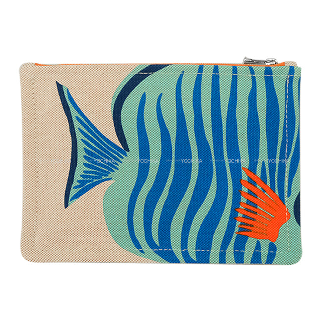 [Pre-loved] HERMES Pouch Poisson Cotton Silver HW[LIKE NEW][Authentic]