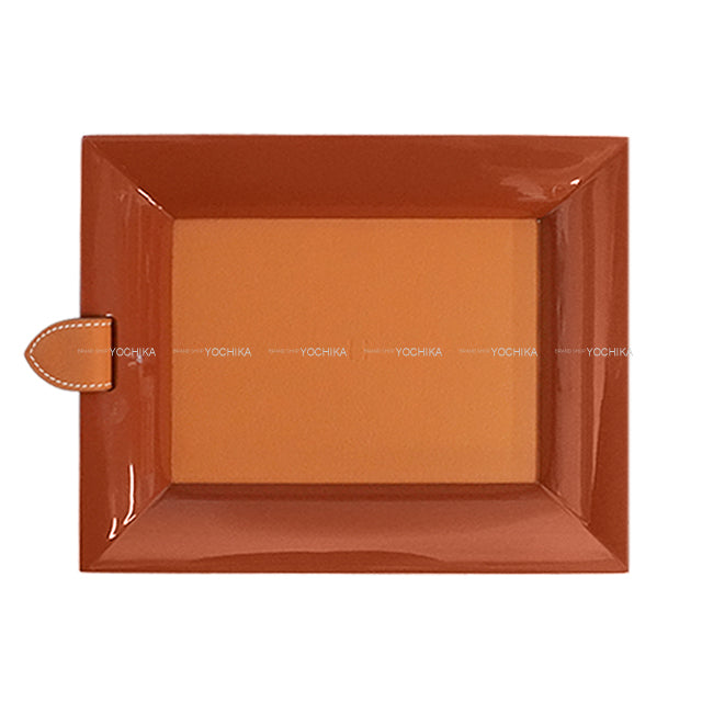 [Pre-loved] HERMES Vide Poche Rectangular Atrium Terracotta Lacquer Wood[LIKE NEW][Authentic]