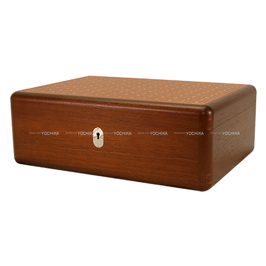 [Pre-loved] HERMES Watch Jewelry Box Brown Wood Silver HW[LIKE NEW][Authentic]