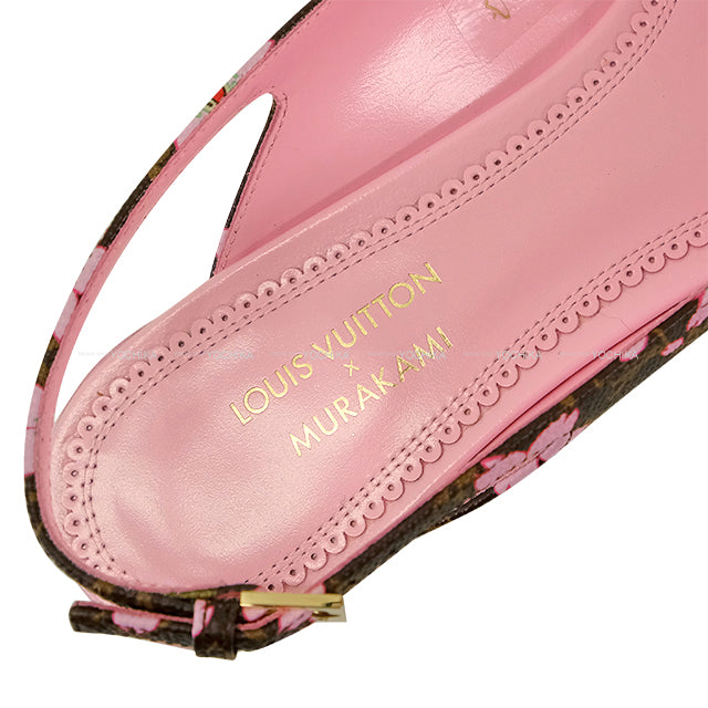 LOUIS VUITTON pumps LV×TM 6AM Slingback Sakura Brown/Pink Monogram Canvas #36 Gold HW 1AGYA0[EXCELLENT][Authentic]