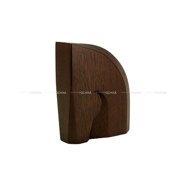 HERMES Wood Bookend Set Arzan Brown/Rouge H Cassia/Trilion H[EXCELLENT][Authentic]
