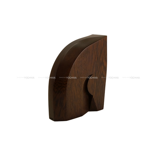 HERMES Wood Bookend Set Arzan Brown/Rouge H Cassia/Trilion H[EXCELLENT][Authentic]