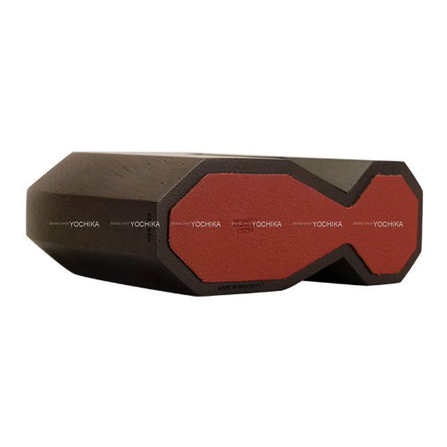 HERMES Wood Bookend Set Arzan Brown/Rouge H Cassia/Trilion H[EXCELLENT][Authentic]