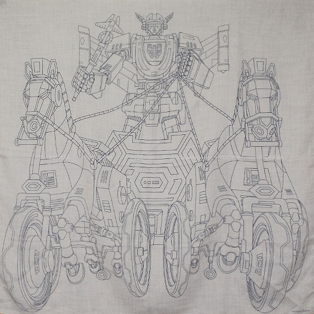 [Pre-loved] HERMES scarf Carre H 100 Mega Chariot Limited Naturel Cashmere70% / Silk30%[LIKE NEW][Authentic]