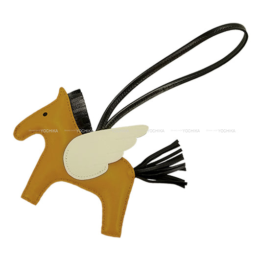 HERMES bag charm Rodeo Pegasus MM Sesami/Craie/Noir (Black) Agneau Milo/Veau Swift Stamp Z[EXCELLENT][Authentic]