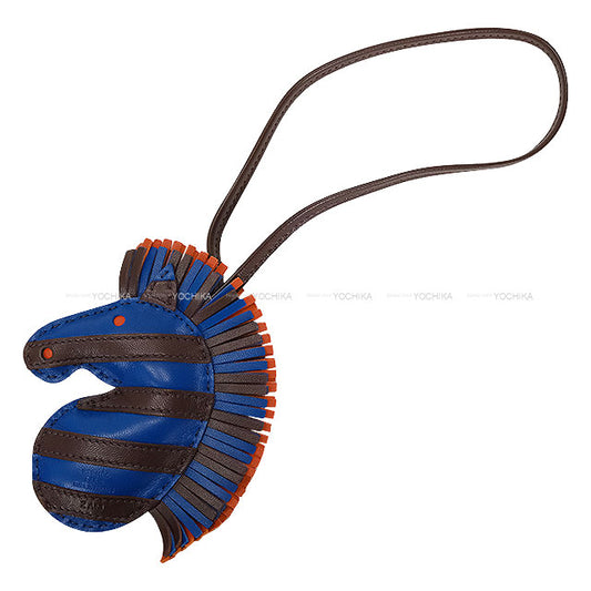 HERMES bag charm Bleu France/Rouge Sellier/Terre Battue Agneau Milo Stamp Z[EXCELLENT][Authentic]