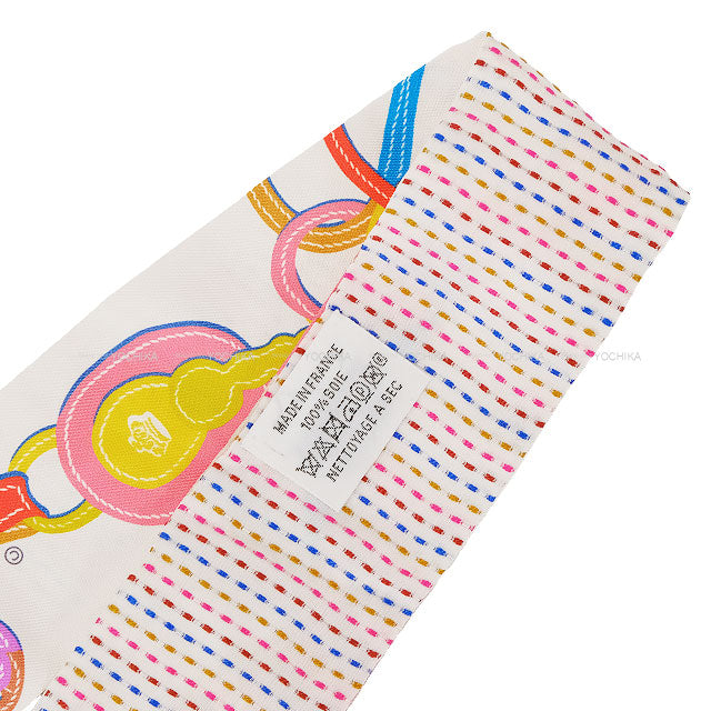 [Pre-loved] 2023SS HERMES scarf Twilly Twins Brides de Gala Blanc (White)/Rose/Blue Silk100%[LIKE NEW][Authentic]