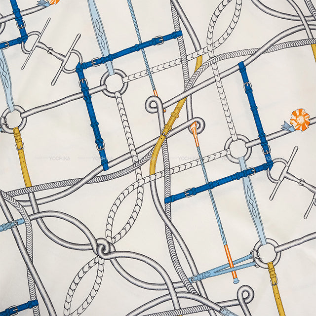 2021 SS HERMES Short sleeve shirt Ladies’ Le Parcours Parfait Blanc (White)/Multicolor Cotton100% #42[EXCELLENT][Authentic]