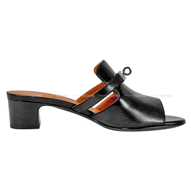 HERMES sandals Lady's Candy Noir (Black) Calf #37 1/2[EXCELLENT][Authentic]