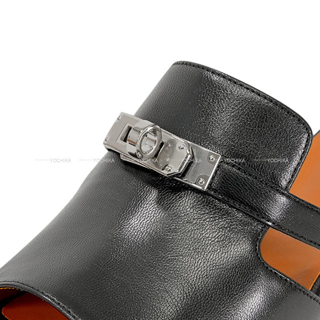 HERMES sandals Lady's Candy Noir (Black) Calf #37 1/2[EXCELLENT][Authentic]