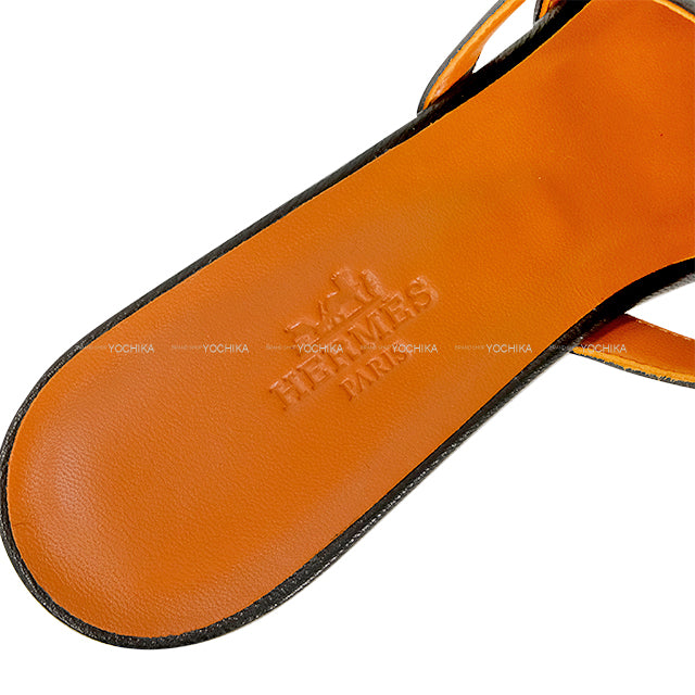 HERMES sandals Lady's Candy Noir (Black) Calf #37 1/2[EXCELLENT][Authentic]