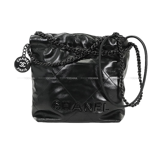 CHANEL Shoulder bag Chanel22 Mini Matelasse Medal Charm Noir (Black) Lambskin Black HW AS3980[EXCELLENT][Authentic]
