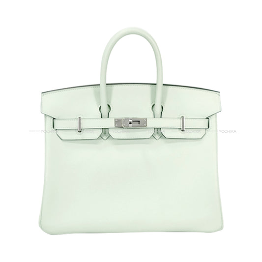 HERMES Handbag Birkin25 Vert Fizz Veau Swift Silver HW Stamp B[EXCELLENT][Authentic]