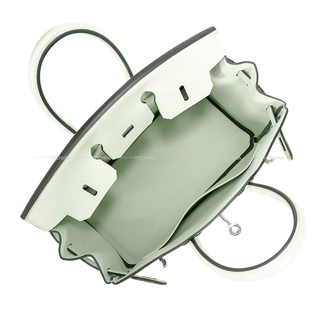 HERMES Handbag Birkin25 Vert Fizz Veau Swift Silver HW Stamp B[EXCELLENT][Authentic]