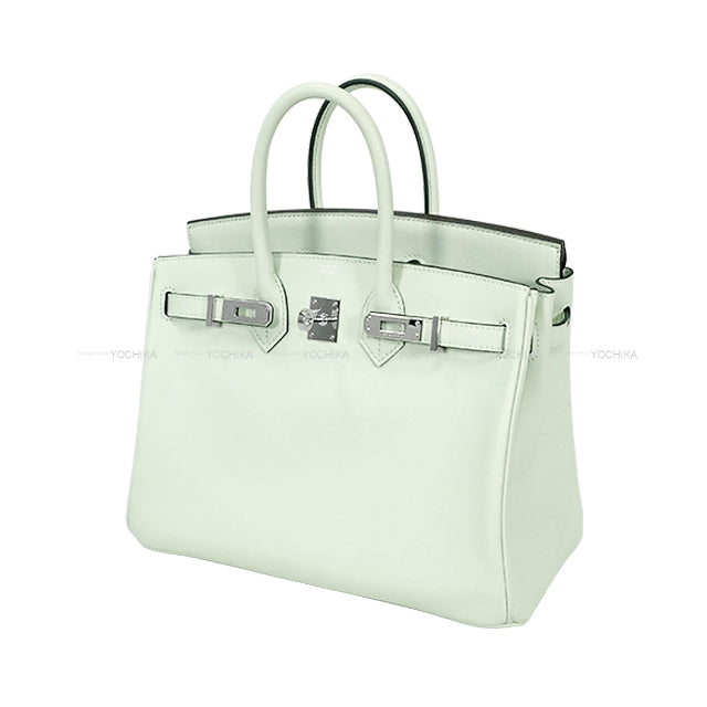 HERMES Handbag Birkin25 Vert Fizz Veau Swift Silver HW Stamp B[EXCELLENT][Authentic]