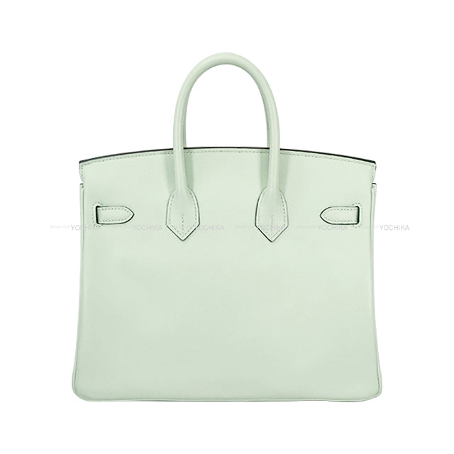 HERMES Handbag Birkin25 Vert Fizz Veau Swift Silver HW Stamp B[EXCELLENT][Authentic]