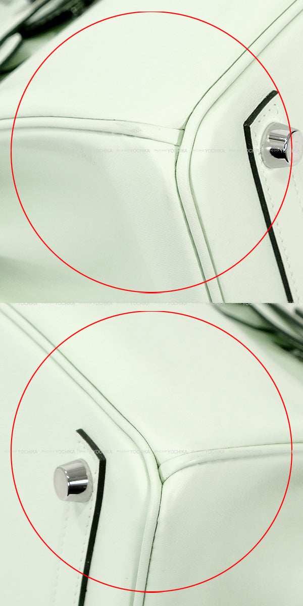 HERMES Handbag Birkin25 Vert Fizz Veau Swift Silver HW Stamp B[EXCELLENT][Authentic]