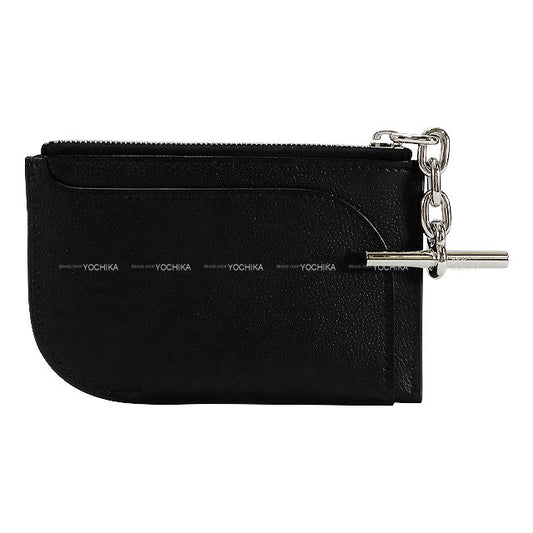 [Pre-loved] HERMES card holder Strap card holder PM Noir (Black) Evercolor Silver HW Stamp Z[LIKE NEW][Authentic]