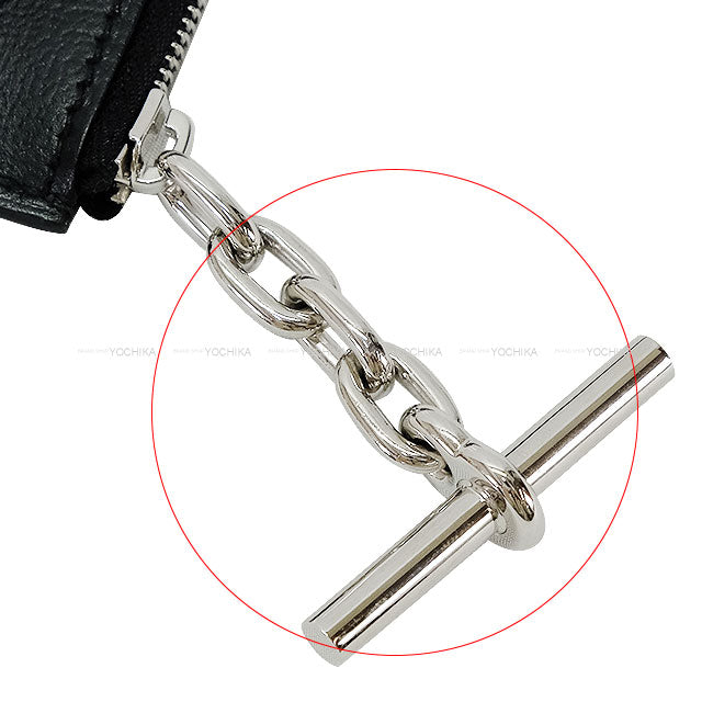 [Pre-loved] HERMES card holder Strap card holder PM Noir (Black) Evercolor Silver HW Stamp Z[LIKE NEW][Authentic]