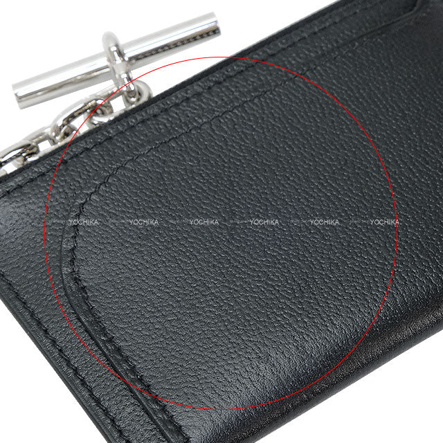[Pre-loved] HERMES card holder Strap card holder PM Noir (Black) Evercolor Silver HW Stamp Z[LIKE NEW][Authentic]