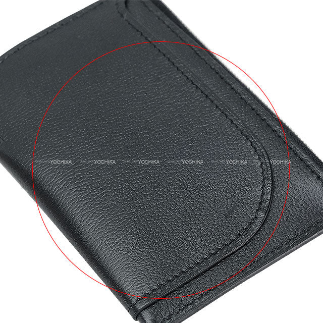 [Pre-loved] HERMES card holder Strap card holder PM Noir (Black) Evercolor Silver HW Stamp Z[LIKE NEW][Authentic]