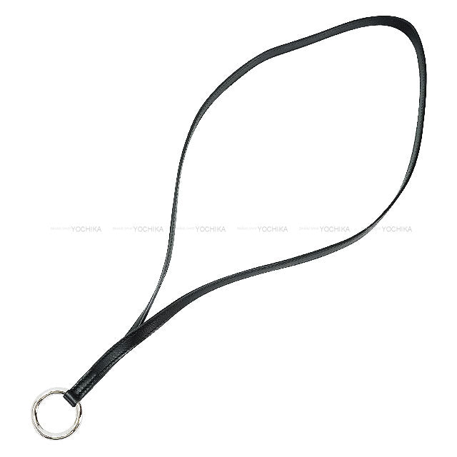 [Pre-loved] HERMES strap Neck strap PM Noir (Black) Evercolor Silver HW Stamp Y[LIKE NEW][Authentic]