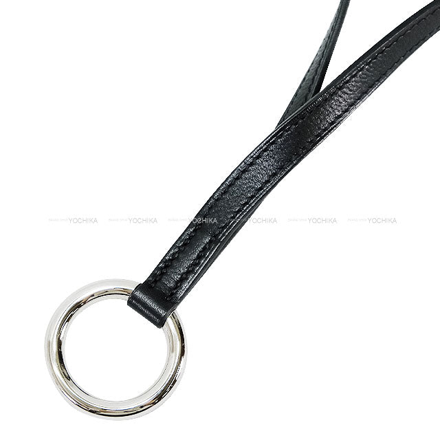 [Pre-loved] HERMES strap Neck strap PM Noir (Black) Evercolor Silver HW Stamp Y[LIKE NEW][Authentic]