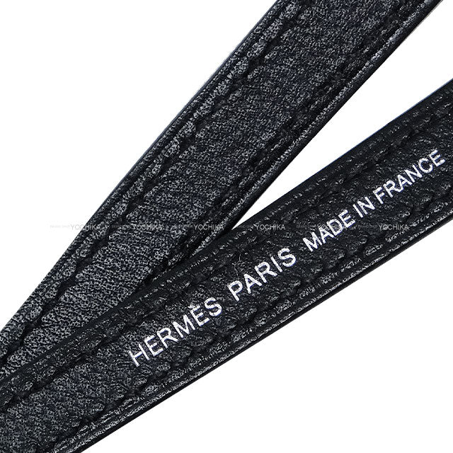 [Pre-loved] HERMES strap Neck strap PM Noir (Black) Evercolor Silver HW Stamp Y[LIKE NEW][Authentic]