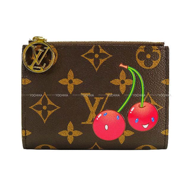 [Pre-loved] LOUIS VUITTON Bi-fold wallet LV×TM Cherry Blossom PORTEFEUILLE LISA Takashi MurakamiMonogram Gold HW M13420[USED SA][Authentic]