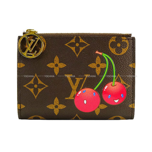 [Pre-loved] LOUIS VUITTON Bi-fold wallet LV×TM Cherry Blossom PORTEFEUILLE LISA Takashi MurakamiMonogram Gold HW M13420[USED SA][Authentic]