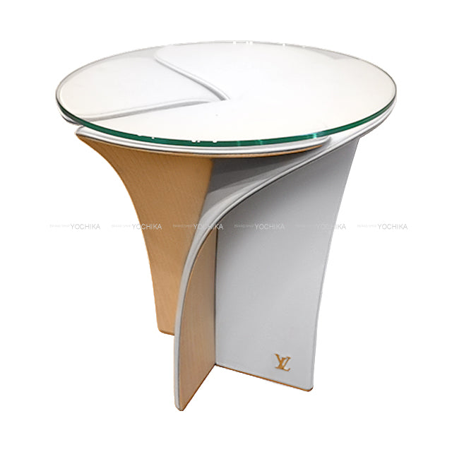 [Pre-loved] LOUIS VUITTON furniture LV×Tokujin Yoshioka Nomade Collection Blossom Stool Milk Ashwood Calf Leather Gold HW R98507[LIKE NEW][Authentic]